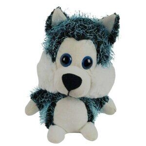 Classic Toy Co Wolf 9 in Plush Husky Dog Black Blue Fuzzy Shaggy Stuffed Animal